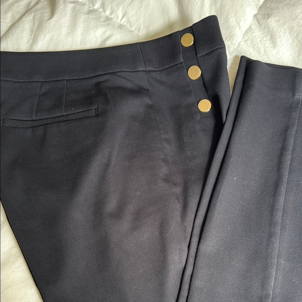 Stylish LOFT Black Pants with Gold Buttons